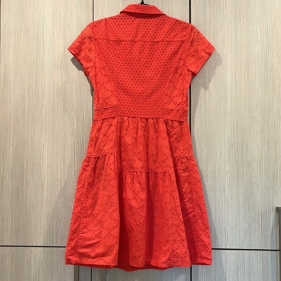 Diane von Furstenberg Skylar Coral Pink Eyelet Shirt Dress Size 6 - Picture 5 of 16